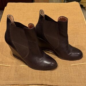 Corso Como Dark Brown Leather Wedge Boots